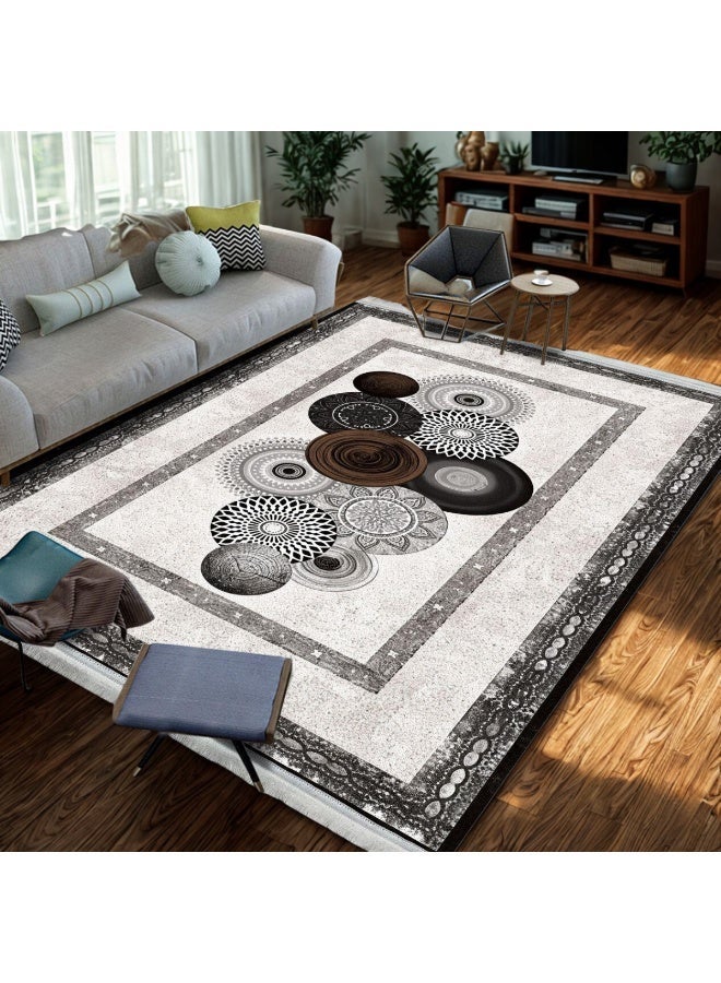 SMART HOME Large padded floor mat with a soft velvet surface and non-slip backing - Living room rug - Majlis rug - Lounge rug - Luxurious decorative rug - Elegant rug with modern patterns for living rooms and majlis - Size 350x250 cm - Suitable for everyday use and entertaining - Image 5
